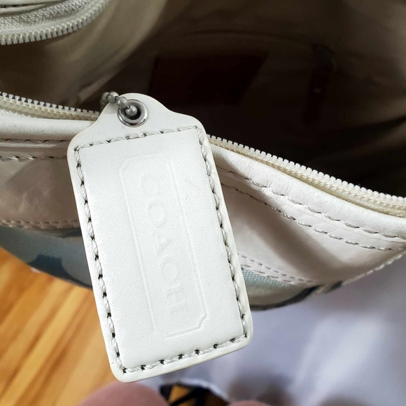 Coach Signature C blue canvas leather shoulder bag with bucket trim - Picture 9 of 15